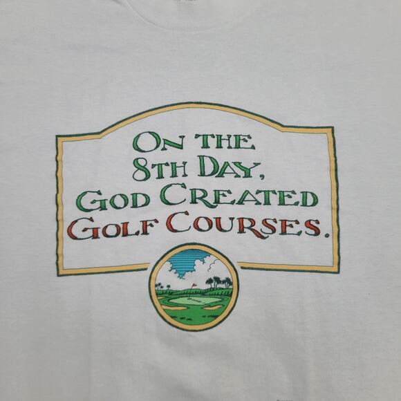 Vintage 90s Funny Golf Shirt M/L 20x24 White Fun-Wear Slogan - Picture 7 of 13